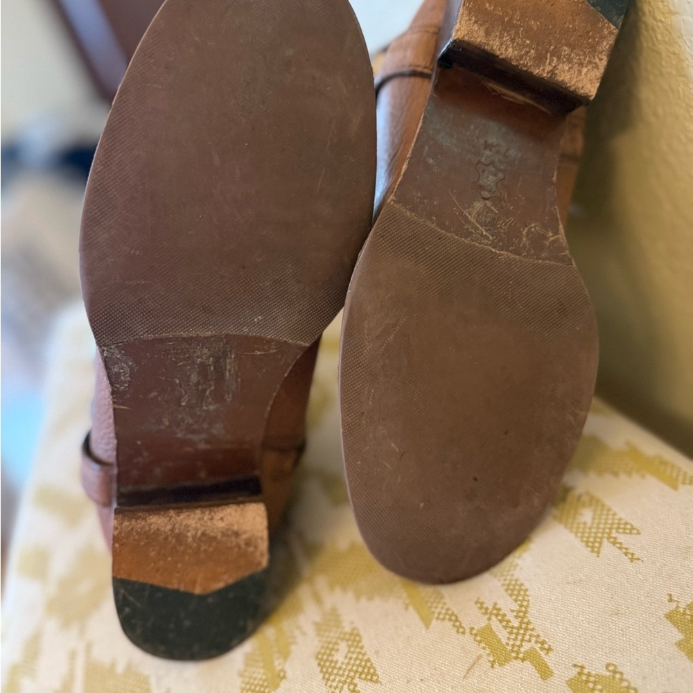 Tory Burch Brown Heeled Boots with Medallion - Picture 9 of 11